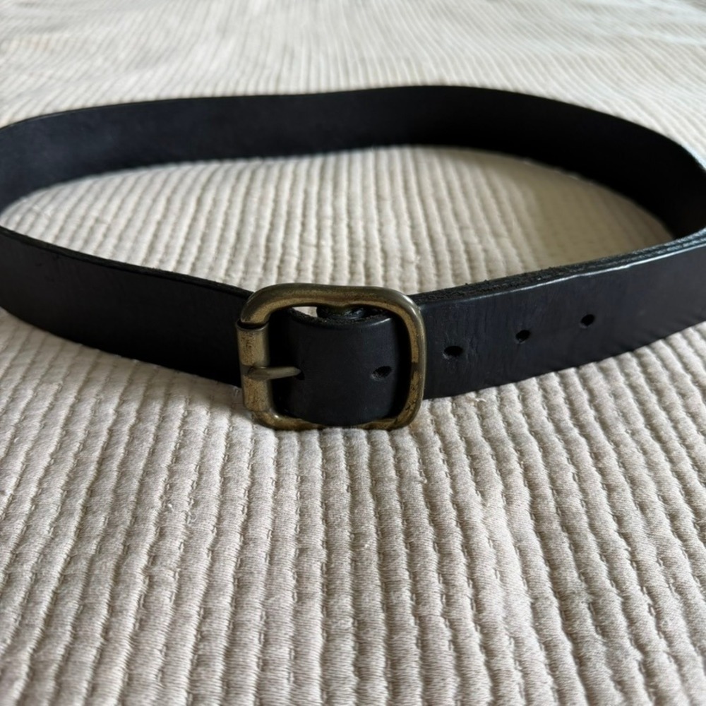 Banana Republic Leather Belt Mens 36 Black Brass Roller Buckle Casual Jeans